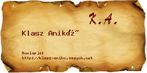 Klasz Anikó névjegykártya